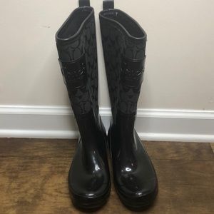 Coach Pearl black rain boots size 7